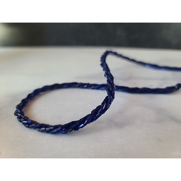 Vintage Blue Glass Beaded Necklace - Picture 6 of 10